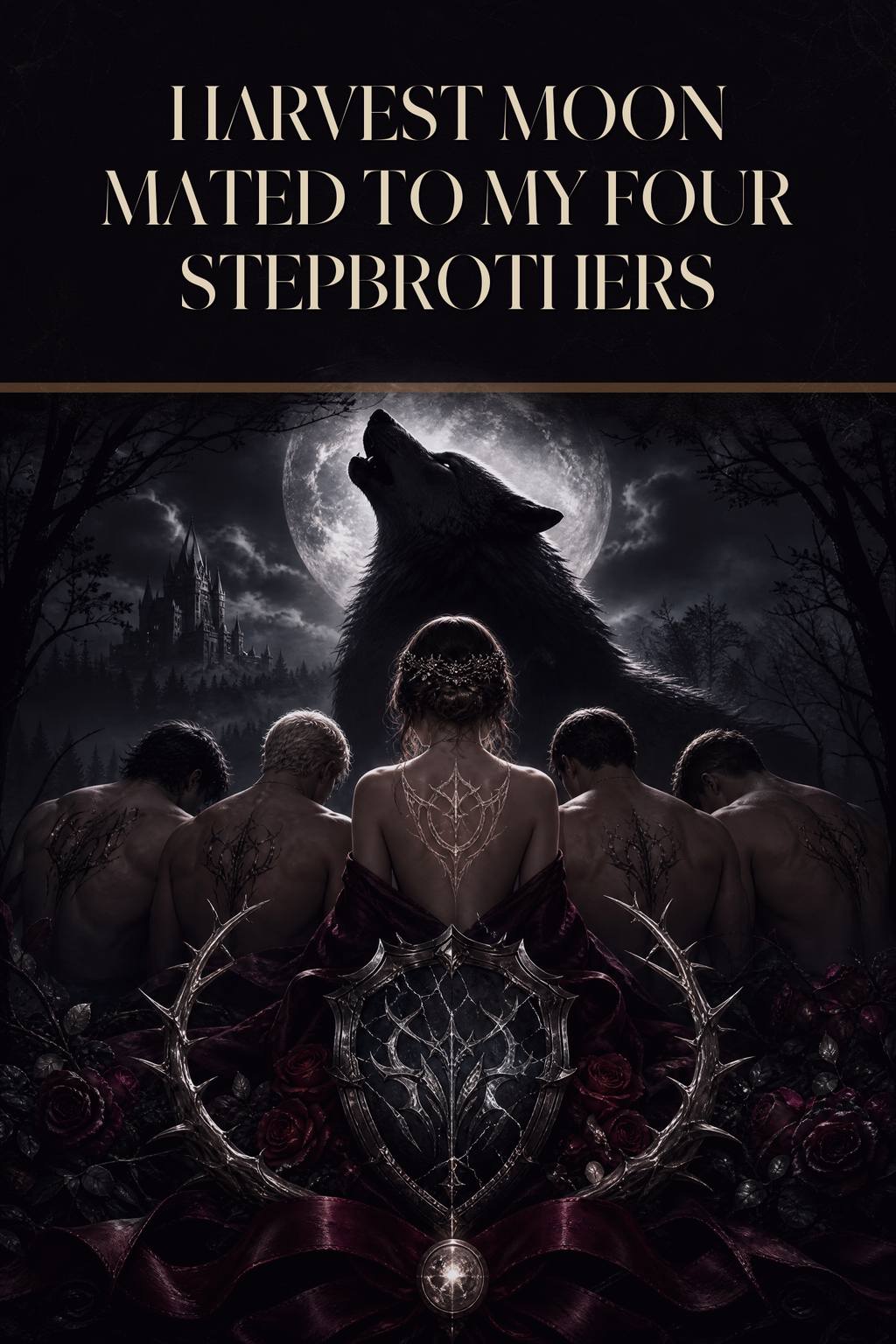 Harvest Moon Mated To My Four Stepbrothers - Moonlit Vice Books cover art
