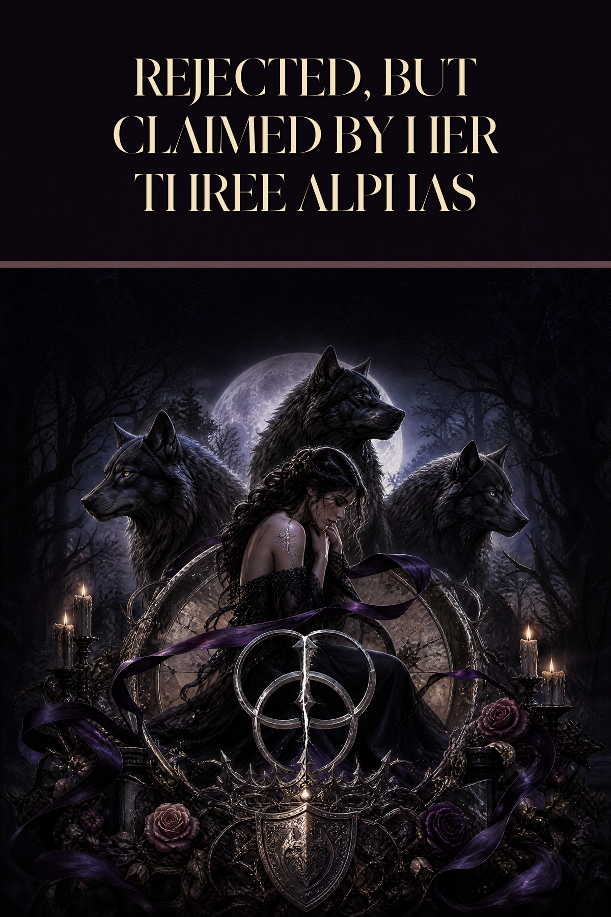 Rejected, But Claimed By Her Three Alphas - Moonlit Vice Books cover art
