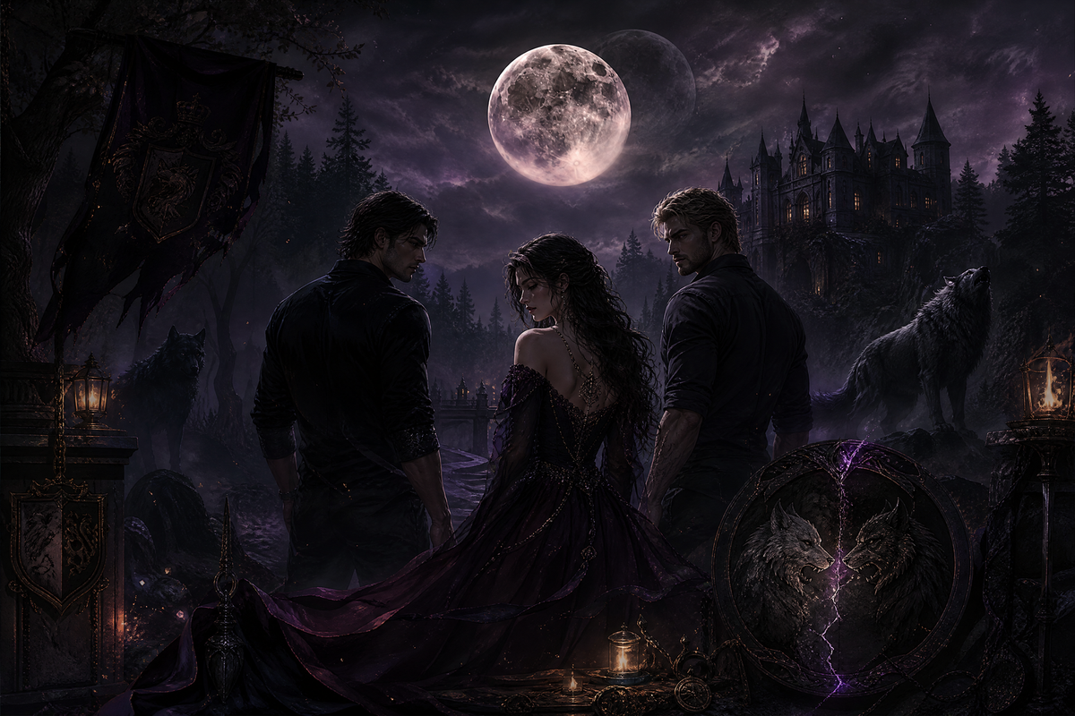 Stuck Between Two Alphas - Moonlit Vice Books mood artwork